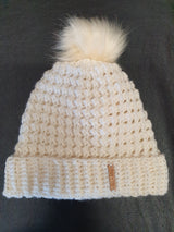 Beanie - Winter White Wool Popcorn - Adult size