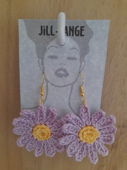 Lilac Cosmos Crochet Earrings