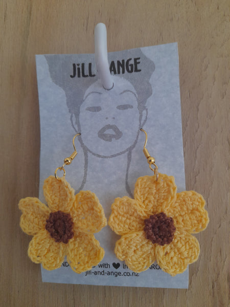 Yellow Polyanthus Crochet Earrings