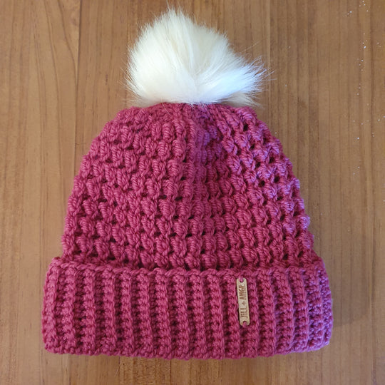 Beanie - Rose - Pure Wool NZ Corriedale - Adult size