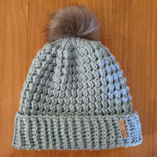 Beanie - Sea Salt Blue - Pure Wool NZ Corriedale  - Adult size