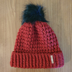 Beanie - Maple - Red - Pure Wool NZ Corriedale - Adult size