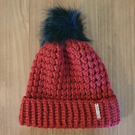 Beanie - Maple - Red - Pure Wool NZ Corriedale - Adult size
