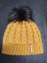 Beanie - Gold Wool Cable - Adult size